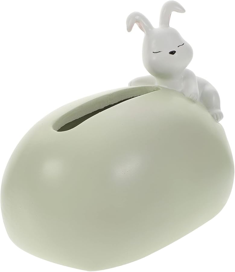 غطاة صندوق المناديل من راتنج الأرنب الكرتوني لديكور المنزل وغرفة المعيشة والمكتب - Image 1